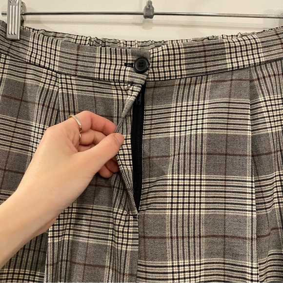 H&M Black White Plaid High Waisted Business Casual Trouser Pants - Picture 7 of 10